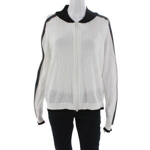Threads of Privilege Womens White Spotted Track Jacket Long Sleeve Zip Size XL